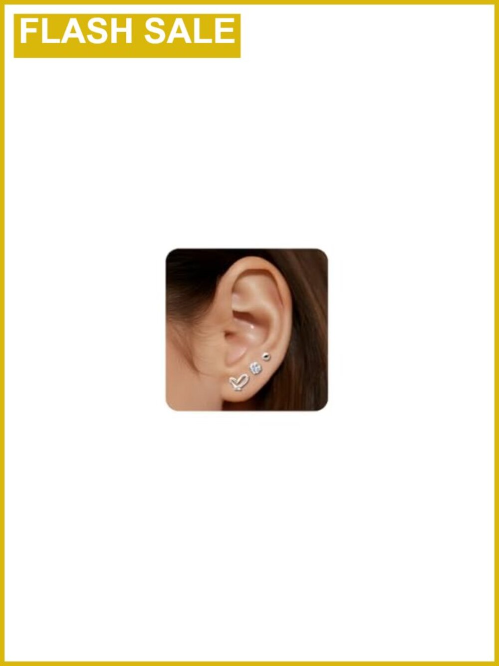 Sterling Silver Stud Earrings Set, Hypoallergenic, Cartilage & Multiple